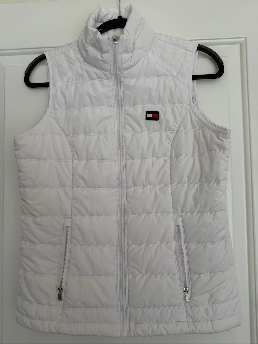 Tommy Hilfiger White Quilted Sleeveless Puffer Vest